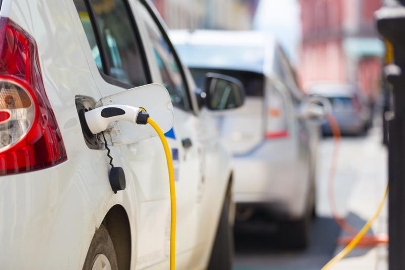 Electric car plugged in